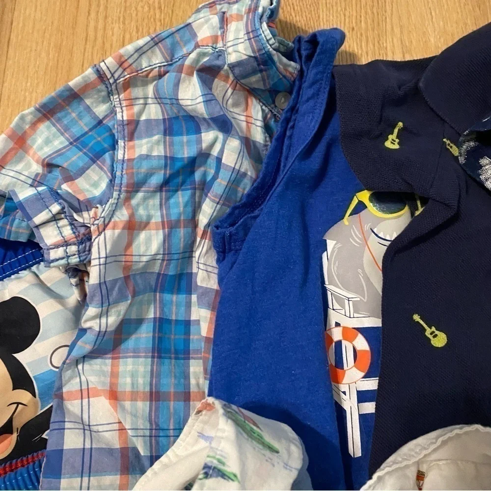 24 mos 2T Clothing Bundle Swim Trunk Oshkosh Shortalls Overalls Button Down